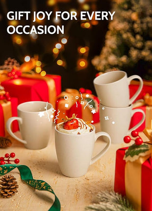 Sweese Porcelain Coffee Mugs - 16 Ounce (Top to the Rim) for Coffee, Tea, Cocoa, Set of 4, Beige