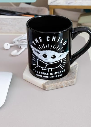 Silver Buffalo Star Wars The Mandalorian Force is Strong with this Little One Ceramic Coffee Mug, 14 Ounces