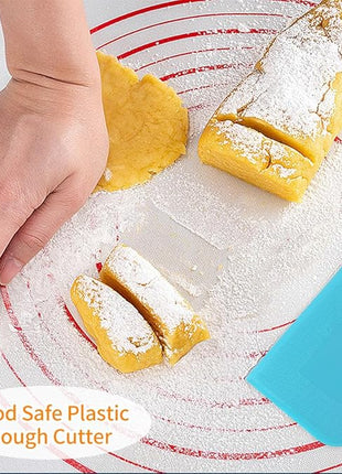 ALLTOP Bowl Spatula & Bench Scraper,Flexible Plastic Multipurpose Kitchen Pastry Cutter Tool,Food Scrappers for Bread Dough Baking Cake Fondant Icing,Set of 2 Pieces - White&Blue