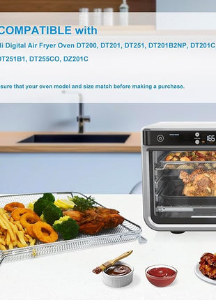 2PCS Air Fryer Oven Basket, Replacement Stainless Steel Baking Trays for Ninja Foodi DT201 DT251 10-in-1 Smart XL Air Fryer Oven, Mesh Dehydrating Basket Accessories