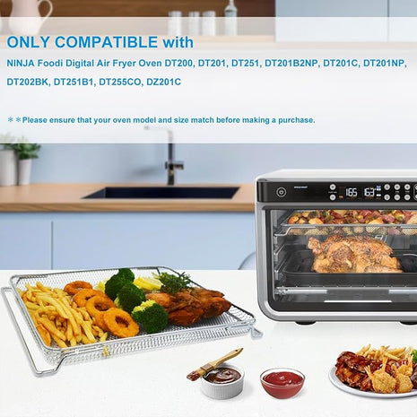 Air Fryer Oven Basket, Replacement Stainless Steel Baking Trays for Ninja Foodi DT201 DT251 10-in-1 Smart XL Air Fryer Oven, Mesh Dehydrating Basket Accessories