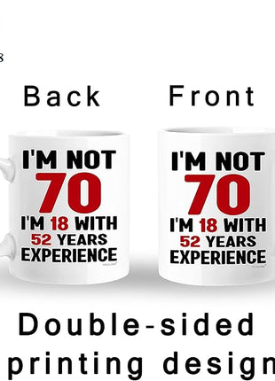 Vivulla68 70th Birthday Mug 11oz, 70 Year Old Birthday Gifts for Men - Funny Gift for Women, Men - Vintage 1955 Coffee Cup - Unique Present for Man, Woman, Mom, Dad, Grandma, Grandpa - Turning 70 Idea