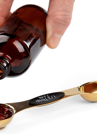 Progressive International Magnetic Measuring Spoons, Set of 5 – Black, Easy to Store with Magnetic Design (Gold)