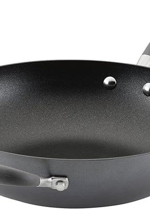 Anolon Advanced Home Hard Anodized Nonstick Pan, Stir Fry w/Helper Handle (12"), Moonstone