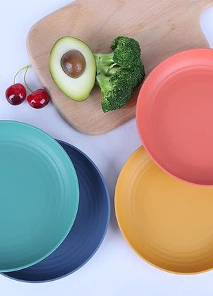 LuckyZone 7.8 Inches Unbreakable Wheat Straw Plates - Reusable Plate Dinner Set - Dishwasher & Microwave Safe - Healthy, BPA Free & Eco-Friendly (7.8 Inches/6 Color_H)