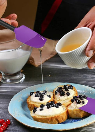 Coukre Silicone Spatula Set of 5,High Temperature Resistant, Food Grade Silicone, Dishwasher Safe, for Baking, Cooking (Purple Black)