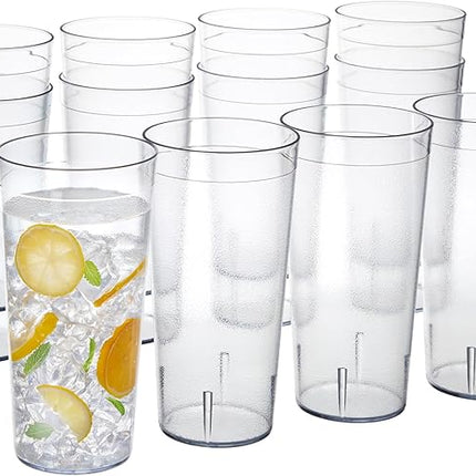 US Acrylic Café Plastic Reusable Tumblers (Set of 12) 32-ounce Iced-Tea Cups Clear | Value Set of Restaurant Style Drinking Glasses, Stackable, BPA-free, Made in the USA | Top-rack Dishwasher Safe