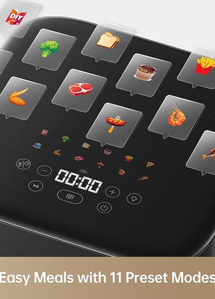 Mova FD10Pro Air Fryer, 6.3QT Large Digital Airfryer with Visible Window, 11 Preset Cooking Modes, Dual Heating System 122-450°F Precise Heat for Even Results, Non-Stick Baskets