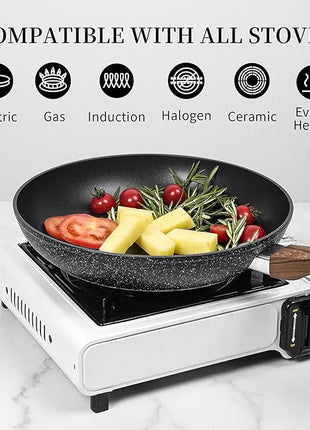 Innwewell 11 inch Nonstick Frying Pan, Non Stick Frying Pan Large Skillet Pan Omelette chef's Pan, Induction Compatible, No Toxic & PFOA Free, Black