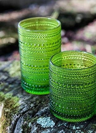 Fortessa Jupiter Beaded Hobnail Glass, 10 Ounce Double Old Fashioned (Set of 6), Cornflower Blue