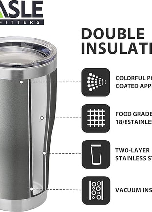 HASLE OUTFITTERS 20 oz Tumbler Bulk, Stainless Steel Tumblers with Lid, Vacuum Insulated Tumbler, Double Wall Tumbler Cup, coffee mugs, Gray, 1 Pack
