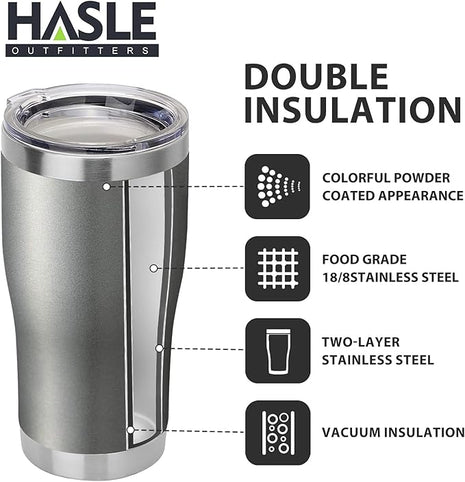 HASLE OUTFITTERS 20 oz Tumbler Bulk, Stainless Steel Tumblers with Lid, Vacuum Insulated Tumbler, Double Wall Tumbler Cup, coffee mugs, Gray, 1 Pack