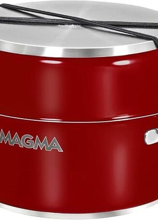 Magma 10 Piece Gourmet Nesting Stainless Steel Cookware Set with Ceramica Non-Stick, Induction Compatible, Oven Safe to 500°F - Suitable for All Stovetops, Removable Handles, Red