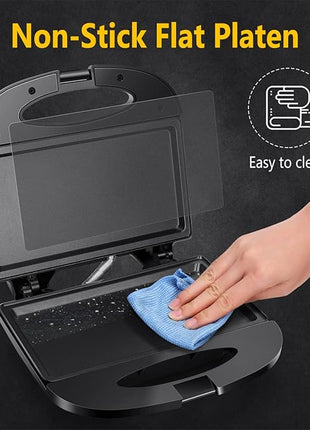 Aigostar Sandwich Maker with Non-stick Deep Grid Surface for Egg, Ham, Steaks Compact Electric Grill Tostadora de Pan Black, ETL Certificated, Roy