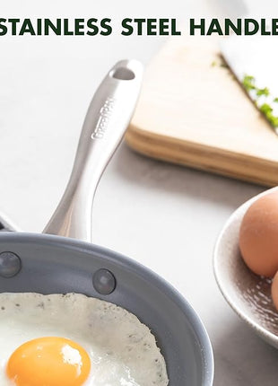 GreenPan Lima Hard Anodized 8" Frying Pan Skillet Nonstick, Ceramic Nonstick, PFAS-Free Nontoxic Pots and Pans, Oven & Broiler Safe, Stainless Steel Handle, Cookware for Eggs & Omelet, Gray