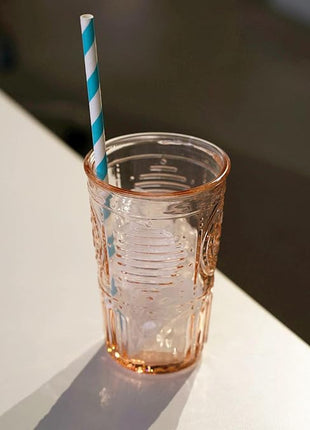 Bormioli Rocco Romantic Set Of 4 Cooler Glasses, 16 Oz. Colored Crystal Glass, Cotton Candy Pink, Made In Italy.