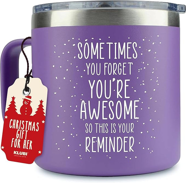 Xmas Gifts for Women - Birthday Friendship - Sometimes You Forget Your Awesome Gifts Purple Coffee Mug for Older Women 14oz Inspirational Unique