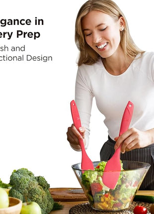 Kitchen Mama WaltzGrip Platinum Silicone Scraping Spatula: Heat Resistant, Seamless, Non Stick for Frying Pan Cookware, Safe, Flexible Bowl Scraper - Ideal for Mixing, Baking, Stirring (Red)