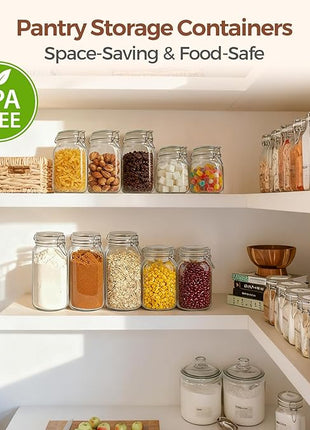 ComSaf Airtight Glass Canister Set of 3 with Lids 51oz Clear Food Storage Jars Square, Kitchen & Pantry Organization Food Storage Container for Canning, Sugar, Flour, Pasta, Candy, Cereal, Coffee