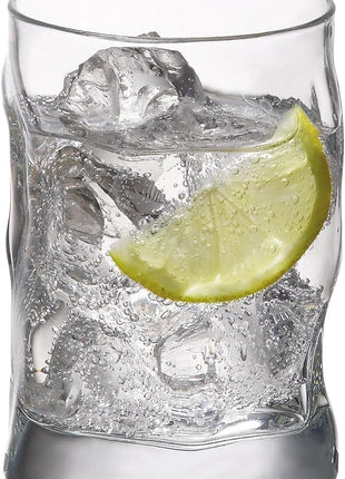 Bormioli Rocco 10.25 Oz Sorgente Rocks Whiskey Glass (Set of 4) - Boulder-Style Barware for Bourbon, Scotch, Water, Juice - Dishwasher Safe & Lead-Free Cocktail Glasses - Made in Italy