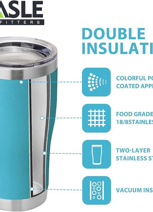 HASLE OUTFITTERS 20 oz Tumbler Bulk, Stainless Steel Tumblers with Lid, Vacuum Insulated Tumbler, Double Wall Powder Coated Cup, coffee mugs, Sky Blue, 12 Pack