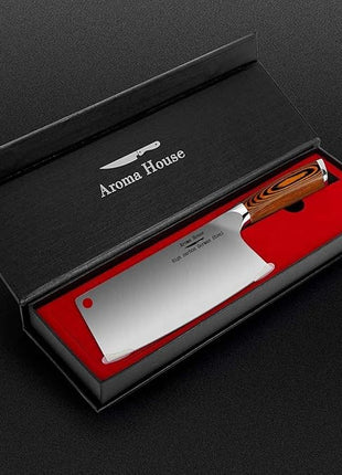Cleaver Knife Ultra Sharp Meat Cleaver 7 inch Butcher Knife. High Carbon German Stainless Steel Chef Knives for Kitchen and Restaurant