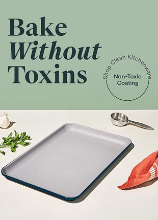 Caraway Non-Stick Ceramic Medium Baking Sheet - Naturally Slick Ceramic Coating - Non-Toxic, PTFE & PFOA Free - Perfect for Baking, Roasting, and More - Medium (15" x 10") - Navy