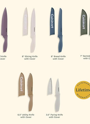 Cuisinart Advantage 12-Piece Kitchen Knife Set, Professional-Quality Nonstick Coated Stainless Steel Knives with Covers, Nonstick Color Coating for Easy Slicing, Ergonomic Handles, G1022-12M