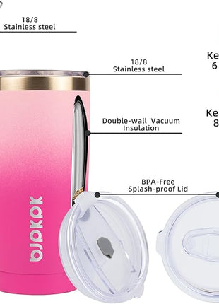 BJPKPK 20oz Stainless Steel Tumbler with Lid And Straw, Double Wall Vacuum Coffee Cup, Travel Mug for Ice Drink and Hot Beverage, Insulation Travel Tumblers Cups,Cherry Blossom