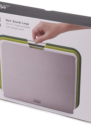 Joseph Joseph Nest 3 Piece Color Coded Cutting Board Set With Storage Stand, Large - Green