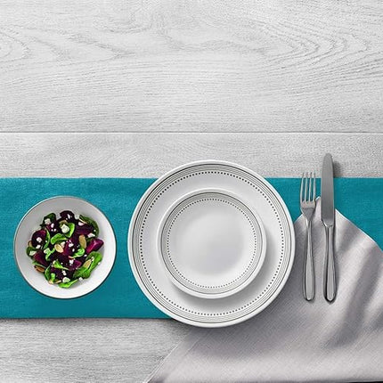 Corelle Vitrelle 18-Piece Service for 6 Dinnerware Set Triple Layer Glass and Chip Resistant, Lightweight Round Plates and Bowls Set, Mystic Gray