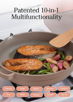 Our Place Large Always Pan 2.0-12.5” (4 Qt) Nonstick, Toxin-Free Ceramic Cookware | Patented 10-in-1 Aluminum Frying & Sauté Pan | Safe for Oven, Induction & All Cooktops up to 450°F | Steam