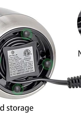 DR MILLS DM-7445 Coffee Grinder Electric,Spice and Herb Grinder, Blade & Cup Made with SUS304 Stainless Steel Food Grinders Electric