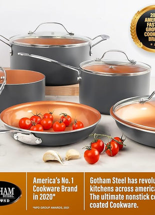 GOTHAM STEEL 13 Pc Ceramic Cookware Set Nonstick, Copper Pots and Pans Set Non Stick for Kitchen, Anodized Induction Pots and Pans for Cooking, Non Toxic Cookware Sets, Oven & Dishwasher Safe