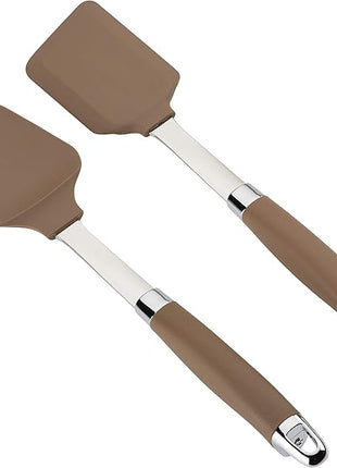 Anolon SureGrip Nonstick Silicone Spatula and Spoonula Set/Cooking Utensils, 2 Piece, Bronze