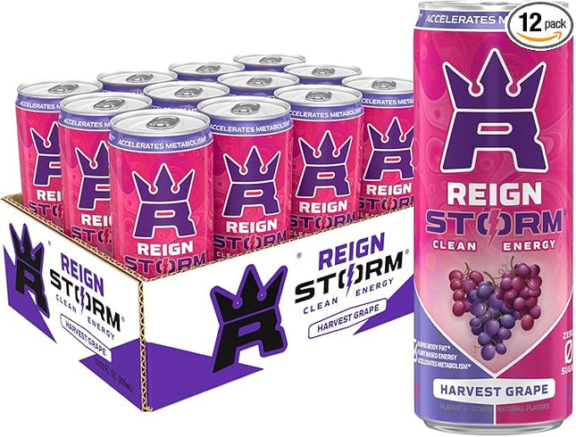 REIGN Storm, Harvest Grape, Fitness & Wellness Energy Drink, 12 Fl Oz | Pack of 12