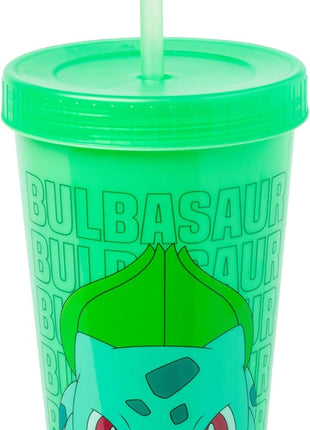 Silver Buffalo Pokémon Boxed 4 pack Color Change Plastic Tumbler Featuring Pikachu, Charmander, Bulbasaur, and Squirtle, 24 Ounces