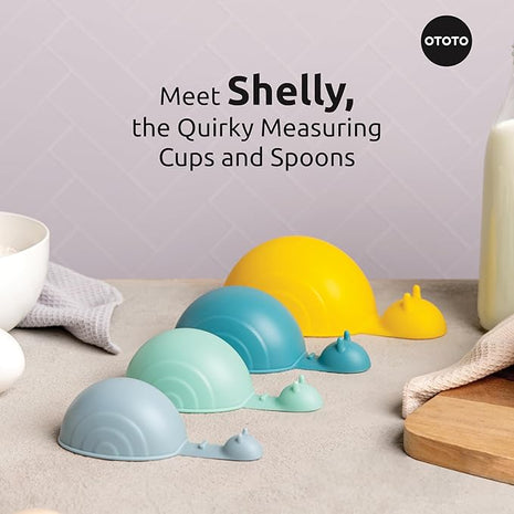 OTOTO Measuring Spoons Set - Teaspoons for Dry & Liquid Ingredients, BPA-free & Dishwasher Safe, Funny Gifts, Baking Accessories, Unique Kitchen Gadgets (Shelly)
