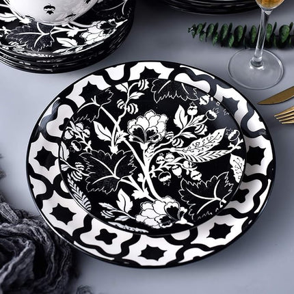 Wisenvoy Dinnerware Set - Ceramic Plates and Bowls for 4 - Stoneware Dish Set