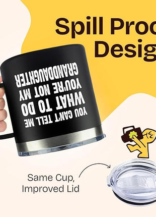 KLUBI You Can't Tell Me What To Do You're Not My Granddaughter - Birthday Gifts for Grandpa 14oz Grandpa Tumbler Grandfather Gift Best Gifts For Elderly Dad Grandpa Gifts from Grandkids