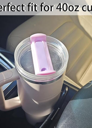 40 OZ Tumbler Lid Replacement Fit for Stanley Cup, 2 Pack Clear Replacement Lids Fit for Stanley Travel Tumbler, Spill Proof Tumbler Covers for Stanley Cup Accessories (Clear - Purple)