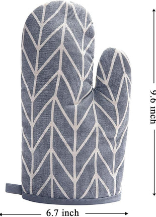 Oven Mitts and Potholders BBQ Gloves-Oven Mitts and Pot Holders Sets with Recycled Cotton Infill Silicone Non-Slip Cooking Gloves for Cooking Baking Grilling (4-Piece Set,Grey)