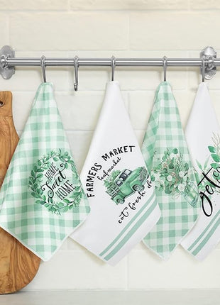 Set of 6 Eucalyptus Kitchen Towels Green Leaves Dishtowels Absorbent Spring Summer Hand Tea Towels 24 x 16 Inch Eucalyptus Lover Gifts Holiday Wedding Gifts for Farmhouse Kitchen Bathroom Decor