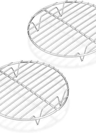 P&P CHEF 7½ Inch Cooking Rack Round, Stainless Steel Round Rack for Cooking Cooling Steaming Baking, Fit Air Fryer Pot Pressure Cooker, 2 Pack -Oven & Dishwasher Safe