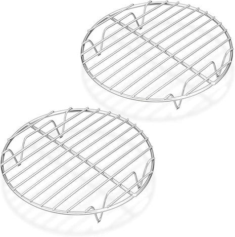 P&P CHEF 7½ Inch Cooking Rack Round, Stainless Steel Round Rack for Cooking Cooling Steaming Baking, Fit Air Fryer Pot Pressure Cooker, 2 Pack -Oven & Dishwasher Safe