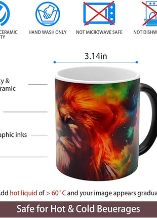 Caliamary Heat Changing Coffee Mug, Lion Heat Sensitive Color Changing Mug Cup, 11 Ounce Funny Ceramic Morning Coffee Mugs Cool Mugs for Men Kids…