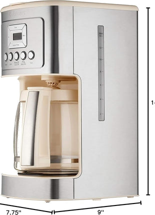 Cuisinart Coffee Maker, 14-Cup Glass Carafe, Fully Automatic for Brew Strength Control & 1-4 Cup Setting, Stainless Steel, DCC-3200CRM, Cream.