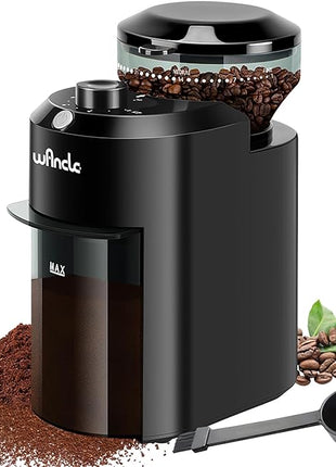 Wancle Electric Burr Coffee Grinder - Adjustable with 28 Precise Grind Settings for 12 Cups - Professional Coffee Bean Grinder (Plastic, Black)