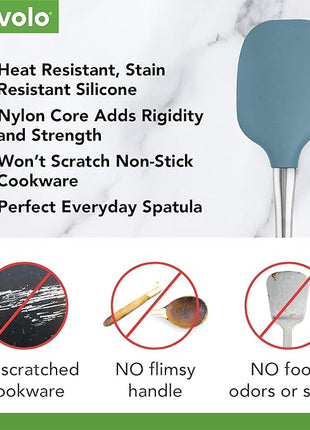 Tovolo Flex-Core Stainless Steel Handled Spatula, Heat-Resistant & BPA-Free Silicone Turner Head, Safe for Cast Iron & Non-Stick Cookware, Dishwasher-Safe: Home & Kitchen