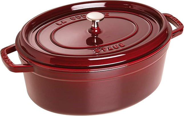STAUB Cast Iron Roaster/Cocotte, Oval 33 cm, 6.7 L, Grenadine